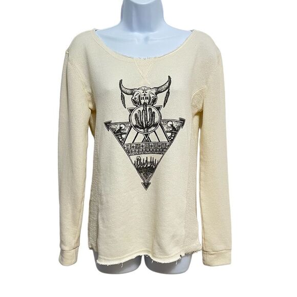 Billabong Womens Cream Sweatshirt Desert Theme Graphic Size Medium - Picture 1 of 5